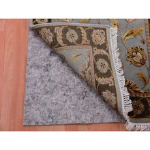 Load image into Gallery viewer, 2&#39;8&quot;x20&#39;8&quot; Cathedral Gray And Raisin Brown, Hand Knotted, Thick And Plush, Rajasthan All Over Leaf Pattern, Wool And Silk, Xl Runner Oriental Rug FWR452226
