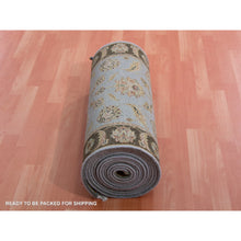 Load image into Gallery viewer, 2&#39;8&quot;x20&#39;8&quot; Cathedral Gray And Raisin Brown, Hand Knotted, Thick And Plush, Rajasthan All Over Leaf Pattern, Wool And Silk, Xl Runner Oriental Rug FWR452226