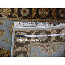 Load image into Gallery viewer, 2&#39;8&quot;x20&#39;8&quot; Cathedral Gray And Raisin Brown, Hand Knotted, Thick And Plush, Rajasthan All Over Leaf Pattern, Wool And Silk, Xl Runner Oriental Rug FWR452226