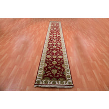 Load image into Gallery viewer, 2&#39;7&quot;x16&#39;4&quot; Seattle Red, Hand Knotted Wool And Silk, Rajasthan Design With All Over Leaf Pattern, Thick And Plush, Soft Pile, Oriental Xl Runner Rug FWR452250