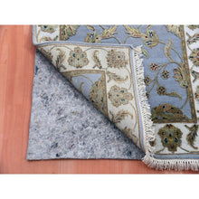 Load image into Gallery viewer, 2&#39;8&quot;x17&#39;1&quot; Amsterdam Blue, Hand Knotted, Soft Pile, Wool And Silk, All Over Leaf Design, Rajasthan Thick And Plush, Oriental  Xl Runner Rug FWR452256