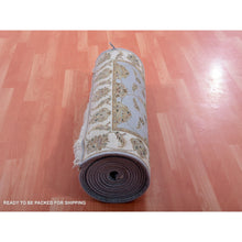 Load image into Gallery viewer, 2&#39;8&quot;x17&#39;1&quot; Amsterdam Blue, Hand Knotted, Soft Pile, Wool And Silk, All Over Leaf Design, Rajasthan Thick And Plush, Oriental  Xl Runner Rug FWR452256