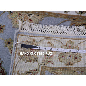 2'8"x17'1" Amsterdam Blue, Hand Knotted, Soft Pile, Wool And Silk, All Over Leaf Design, Rajasthan Thick And Plush, Oriental  Xl Runner Rug FWR452256