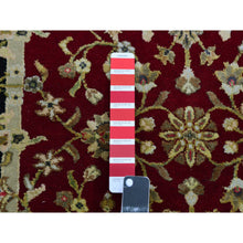 Load image into Gallery viewer, 2&#39;9&quot;x12&#39;3&quot; Barn Red With Black Border, Wool And Silk Hand Knotted, Rajasthan All Over Leaf Design Thick And Plush, Runner Oriental Rug FWR452268