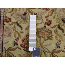 Load image into Gallery viewer, 3&#39;x12&#39;1&quot; Bitter Lemon Green, Thick And Plush Wool And Silk, Hand Knotted Rajasthan All Over Leaf Design, Runner Oriental Rug FWR452274