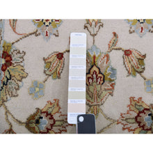 Load image into Gallery viewer, 2&#39;7&quot;x10&#39;4&quot; Snowbound White, Red Border, Wool and Silk, Thick and Plush, Hand Knotted, Rajasthan With All Over Leaf Design Oriental Runner Rug FWR452292