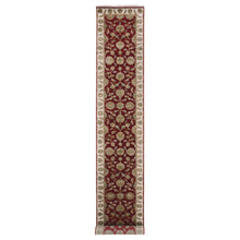 Load image into Gallery viewer, 2&#39;7&quot;x16&#39;4&quot; Heirloom Red With Daisy White, Rajasthan Design With All Over Leaf Design, Hand Knotted Wool and Silk, Thick and Plush, Soft Pile, Oriental XL Runner Rug FWR452310