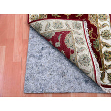 Load image into Gallery viewer, 2&#39;7&quot;x16&#39;4&quot; Heirloom Red With Daisy White, Rajasthan Design With All Over Leaf Design, Hand Knotted Wool and Silk, Thick and Plush, Soft Pile, Oriental XL Runner Rug FWR452310