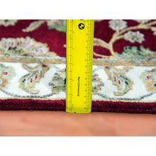 Load image into Gallery viewer, 2&#39;7&quot;x16&#39;4&quot; Heirloom Red With Daisy White, Rajasthan Design With All Over Leaf Design, Hand Knotted Wool and Silk, Thick and Plush, Soft Pile, Oriental XL Runner Rug FWR452310