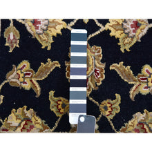 Load image into Gallery viewer, 2&#39;5&quot;x10&#39; Bristol Black, Rajasthan Design All Over Leaf Motifs, Hand Knotted Wool And Silk Thick And Plush, Runner Oriental Rug FWR452340