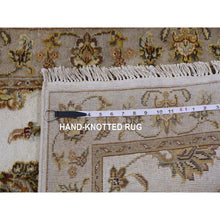 Load image into Gallery viewer, 2&#39;7&quot;x11&#39;10&quot; Heron White, Thick and Plush, Wool and Silk Soft Pile, Hand Knotted, Rajasthan, All Over Design, Oriental, Runner Rug FWR452346