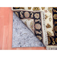 Load image into Gallery viewer, 2&#39;5&quot;x10&#39;1&quot; Parchment White, Rajasthan Wool And Silk Leaf Design, Thick And Plush, Hand Knotted Runner Oriental Rug FWR452364