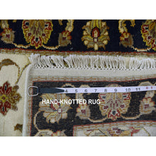 Load image into Gallery viewer, 2&#39;5&quot;x10&#39;1&quot; Parchment White, Rajasthan Wool and Silk Leaf Design, Thick and Plush, Hand Knotted Runner Oriental Rug FWR452364