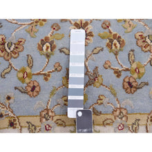 Load image into Gallery viewer, 3&#39;x12&#39;2&quot; Dockside Blue, Hand Knotted Rajasthan Design, All Over Pattern, Wool And Silk, Thick And Plush, Runner Oriental Rug FWR452376