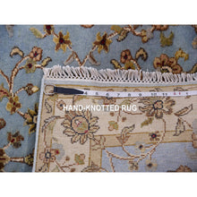 Load image into Gallery viewer, 3&#39;x12&#39;2&quot; Dockside Blue, Hand Knotted Rajasthan Design, All Over Pattern, Wool And Silk, Thick And Plush, Runner Oriental Rug FWR452376