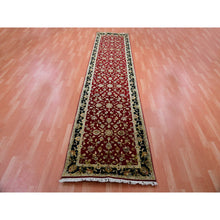 Load image into Gallery viewer, 2&#39;10&quot;x12&#39;3&quot; Rookwood Red, Soft Pile Silk And Wool, Hand Knotted All Over Rajasthan Leaf Design, Oriental Thick And Plush Runner Rug FWR452382