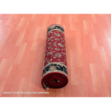 Load image into Gallery viewer, 2&#39;10&quot;x12&#39;3&quot; Rookwood Red, Soft Pile Silk And Wool, Hand Knotted All Over Rajasthan Leaf Design, Oriental Thick And Plush Runner Rug FWR452382