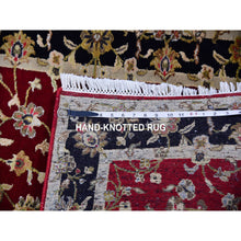 Load image into Gallery viewer, 2&#39;10&quot;x12&#39;3&quot; Rookwood Red, Soft Pile Silk And Wool, Hand Knotted All Over Rajasthan Leaf Design, Oriental Thick And Plush Runner Rug FWR452382