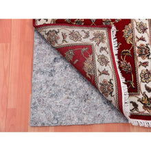 Load image into Gallery viewer, 2&#39;6&quot;x8&#39;2&quot; Syrah Red With Silky White, Rajasthan Hand Knotted All Over Leaf Pattern, Thick and Plush, Oriental Wool and Silk Runner Rug FWR452394