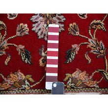 Load image into Gallery viewer, 2&#39;6&quot;x8&#39;2&quot; Syrah Red With Silky White, Rajasthan Hand Knotted All Over Leaf Pattern, Thick and Plush, Oriental Wool and Silk Runner Rug FWR452394