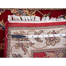 Load image into Gallery viewer, 2&#39;6&quot;x8&#39;2&quot; Syrah Red With Silky White, Rajasthan Hand Knotted All Over Leaf Pattern, Thick and Plush, Oriental Wool and Silk Runner Rug FWR452394