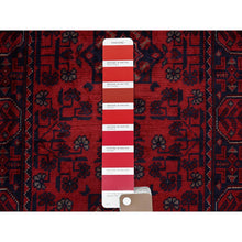 Load image into Gallery viewer, 1&#39;9&quot;x4&#39;9&quot; Ruby Red, Afghan Khamyab With Geometric Medallions Design, Hand Knotted, Soft And Velvety Wool, Vegetable Dyes, Short And Narrow Runner, Oriental Rug FWR4518
