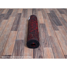 Load image into Gallery viewer, 1&#39;9&quot;x4&#39;9&quot; Ruby Red, Afghan Khamyab With Geometric Medallions Design, Hand Knotted, Soft And Velvety Wool, Vegetable Dyes, Short And Narrow Runner, Oriental Rug FWR4518