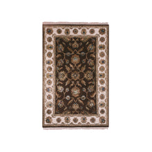 Load image into Gallery viewer, 3&#39;x5&#39;1&quot; Breen Brown, Hand Knotted Wool and Silk, Rajasthan With All Over Leaf Design, Thick and Plush, Oriental Rug FWR452400
