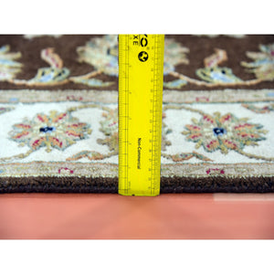 3'x5'1" Breen Brown, Hand Knotted Wool and Silk, Rajasthan With All Over Leaf Design, Thick and Plush, Oriental Rug FWR452400