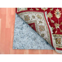 Load image into Gallery viewer, 3&#39;1&quot;x5&#39;3&quot; Raspberry Truffle Red, Wool and Silk, Hand Knotted Rajasthan All Over Leaf Design, Thick and Plush, Oriental Rug FWR452412