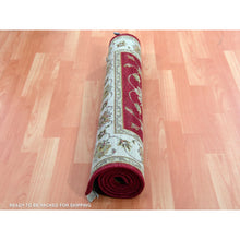 Load image into Gallery viewer, 3&#39;1&quot;x5&#39;3&quot; Raspberry Truffle Red, Wool and Silk, Hand Knotted Rajasthan All Over Leaf Design, Thick and Plush, Oriental Rug FWR452412