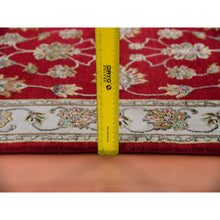 Load image into Gallery viewer, 3&#39;1&quot;x5&#39;3&quot; Raspberry Truffle Red, Wool and Silk, Hand Knotted Rajasthan All Over Leaf Design, Thick and Plush, Oriental Rug FWR452412