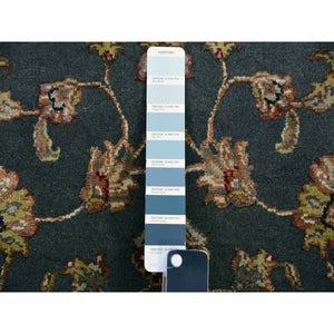 3'x5'2" Magnet Gray, Hand Knotted Wool and Silk, Rajasthan With Thick and Plush All Over Leaf Design, Oriental Rug FWR452418