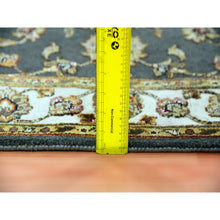 Load image into Gallery viewer, 3&#39;x5&#39;2&quot; Magnet Gray, Hand Knotted Wool And Silk, Rajasthan With Thick And Plush All Over Leaf Design, Oriental Rug FWR452418