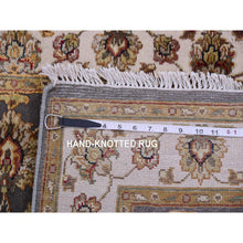 Load image into Gallery viewer, 3&#39;x5&#39;2&quot; Magnet Gray, Hand Knotted Wool and Silk, Rajasthan With Thick and Plush All Over Leaf Design, Oriental Rug FWR452418