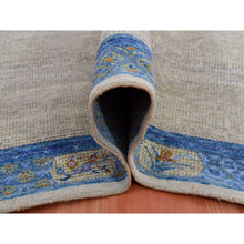 Load image into Gallery viewer, 9&#39;1&quot;x12&#39;1&quot; Ash Gray, Antique Chinese Inspired,  Open Field With Flower Bouquet, Ming Dynasty,100% Wool, Hand Knotted Oriental Rug FWR452454