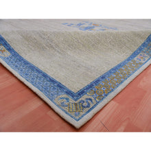 Load image into Gallery viewer, 9&#39;1&quot;x12&#39;1&quot; Ash Gray, Antique Chinese Inspired,  Open Field With Flower Bouquet, Ming Dynasty,100% Wool, Hand Knotted Oriental Rug FWR452454