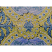 Load image into Gallery viewer, 9&#39;x12&#39;2&quot; Grotto Blue With Avocado Green, Trellis Neo Classic European Design With Flower Bouquet And Rosettes,100% Wool, Hand Knotted Oriental Rug FWR452460