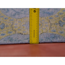 Load image into Gallery viewer, 9&#39;x12&#39;2&quot; Grotto Blue With Avocado Green, Trellis Neo Classic European Design With Flower Bouquet And Rosettes,100% Wool, Hand Knotted Oriental Rug FWR452460