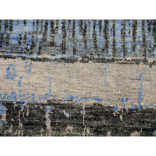 Load image into Gallery viewer, 9&#39;x12&#39;4&quot; Foggy Dew Gray With Rudy Blue, Contemporary Intricate Brick Design, 100% Wool, Hand Knotted Oriental Rug FWR452472