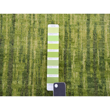 Load image into Gallery viewer, 10&#39;x14&#39;4&quot; Herbal Green, Hand Knotted  Vertical Ombre Design, Soft And Vibrant Wool, Oriental Rug FWR452508