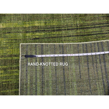 Load image into Gallery viewer, 10&#39;x14&#39;4&quot; Herbal Green, Hand Knotted  Vertical Ombre Design, Soft And Vibrant Wool, Oriental Rug FWR452508