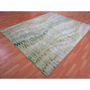 8'x10'1" Vineyard Green, Crocodile Safari Design, Pure Silk, Hand Knotted, Oriental Rug FWR452514