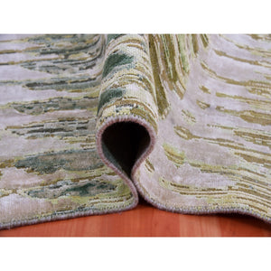 8'x10'1" Vineyard Green, Crocodile Safari Design, Pure Silk, Hand Knotted, Oriental Rug FWR452514
