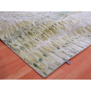 8'x10'1" Vineyard Green, Crocodile Safari Design, Pure Silk, Hand Knotted, Oriental Rug FWR452514