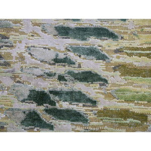 8'x10'1" Vineyard Green, Crocodile Safari Design, Pure Silk, Hand Knotted, Oriental Rug FWR452514