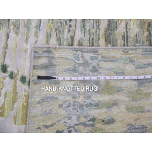 8'x10'1" Vineyard Green, Crocodile Safari Design, Pure Silk, Hand Knotted, Oriental Rug FWR452514