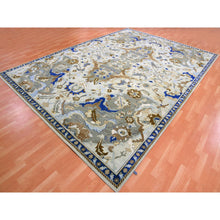 Load image into Gallery viewer, 10&#39;2&quot;x14&#39;4&quot; Elder White, Polonaise Czartoryski With Persian Isphahan Inspired design Distinct Abrash, Hand Knotted, Zero Pile 100% Wool, Oriental Rug FWR452550
