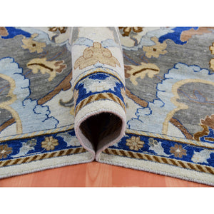 10'2"x14'4" Elder White, Polonaise Czartoryski With Persian Isphahan Inspired design Distinct Abrash, Hand Knotted, Zero Pile 100% Wool, Oriental Rug FWR452550