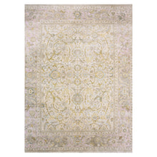 Load image into Gallery viewer, 12&#39;x15&#39;7&quot; Semolina Beige, Cameo Pink Border, Wool and Silk, Densely Woven, Oushak Design, Hand Knotted, Oversized Oriental Rug FWR452580